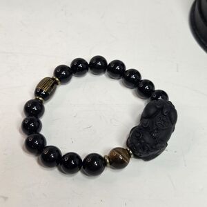 ice obsidian pixiu wealth of god stretch bracelet 7in happy positivity abundance